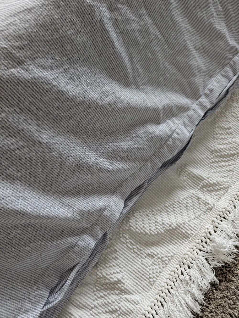 Ralph Lauren King Cotton Oxford Duvet Cover Light Blue Striped Reversible Luxury